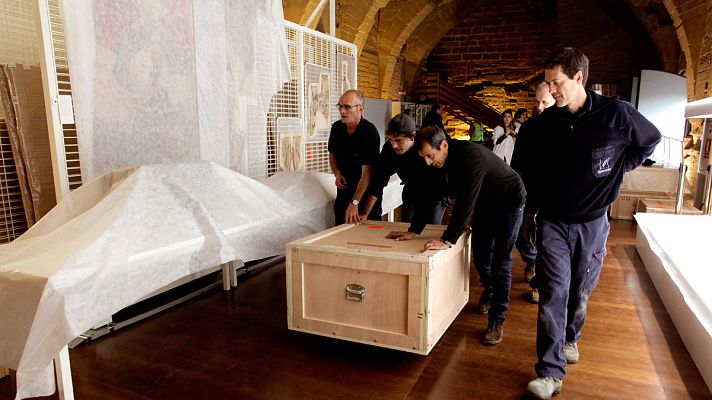 Telediario 1 - Las obras de Sijena vuelven a Aragón tras un conflictivo traslado