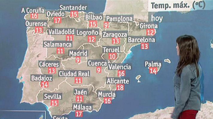 El tiempo - Jornada tranquila, con ascenso térmico y lluvias débiles en el norte y Canarias