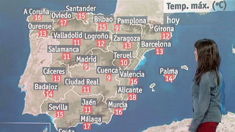 Jornada tranquila, con ascenso térmico y lluvias débiles en el norte y Canarias