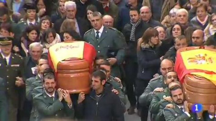 Emotiva despedida en Alcañiz a los dos guardias civiles asesinados