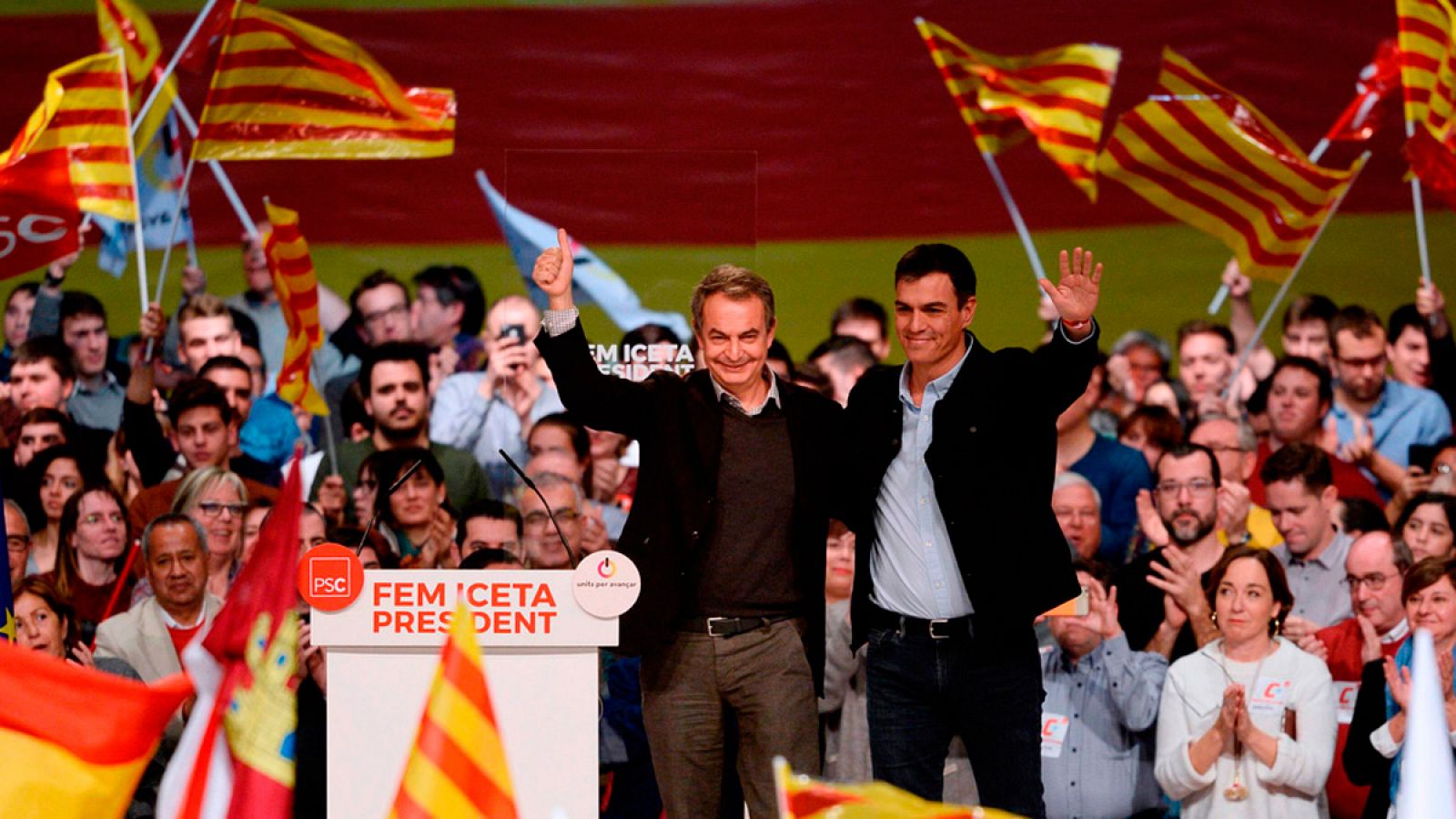 Elecciones catalanas: Zapatero y Sánchez impulsan a Iceta como presidente para "un cambio que una"
