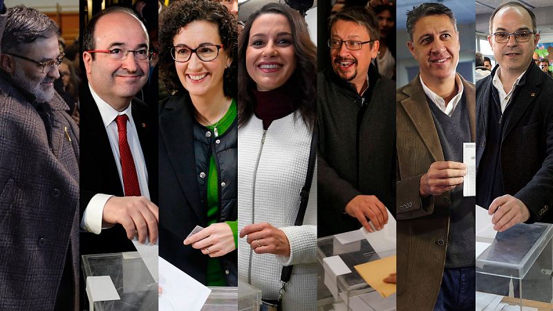 Los candidatos a las elecciones catalanas votan entre largas colas