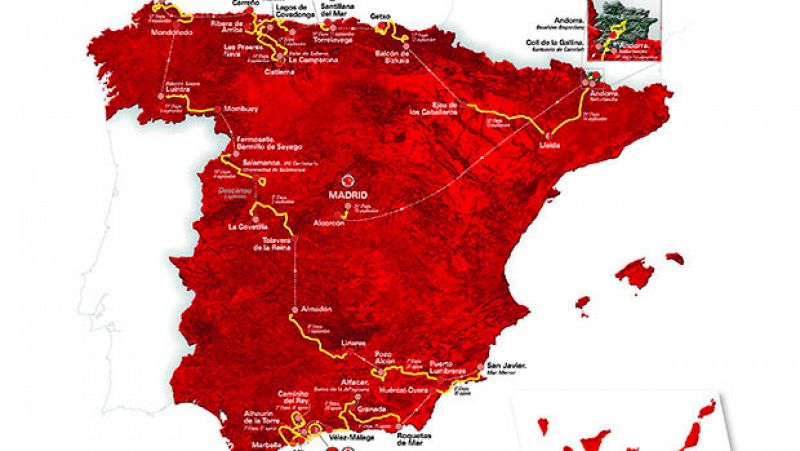 Así es el recorrido de la Vuelta a España 2018, con salida en Málaga y final en Madrid.