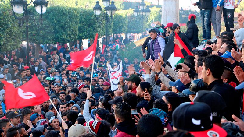 Las protestas marcan el séptimo aniversario de la revolución de Túnez