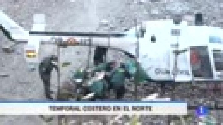 Telediario 1 - El temporal se cobra la vida de un hombre en Asturias y deja a una joven herida en Galicia