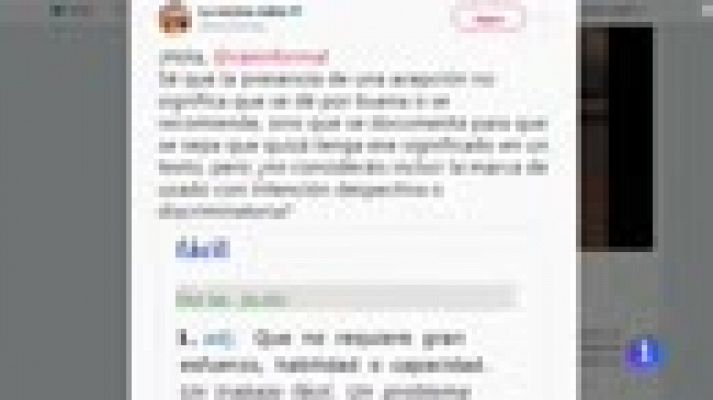 Telediario 1 - La RAE no "censurará" la acepción de "fácil" referida a una mujer