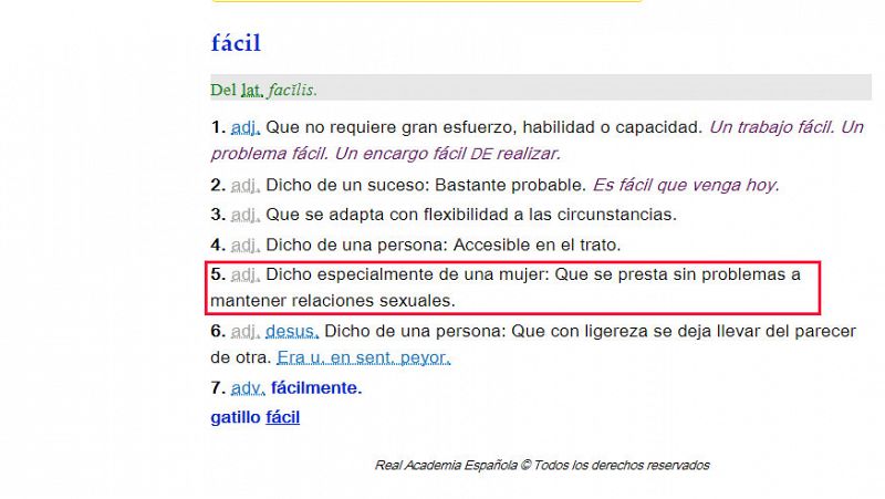 La RAE no "censurará" la acepción de "fácil" referida a una mujer