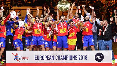 Europeo de balonmano 2018. Los Hispanos alzan su trofeo de campeones de Europa