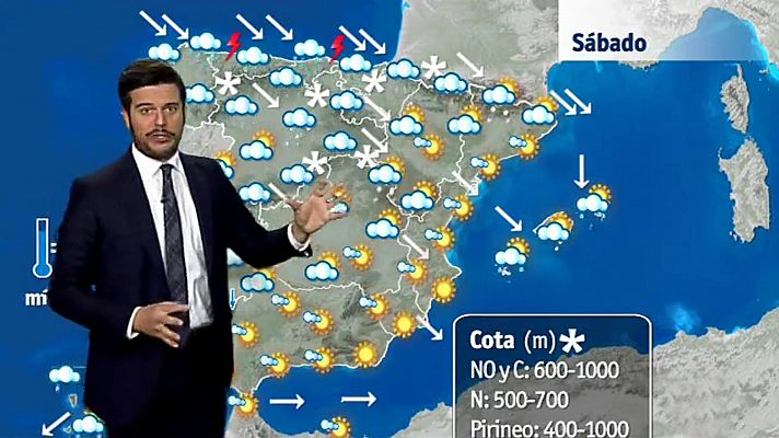 El tiempo - Lluvias en el Cantábrico y nevadas en zonas del norte peninsular