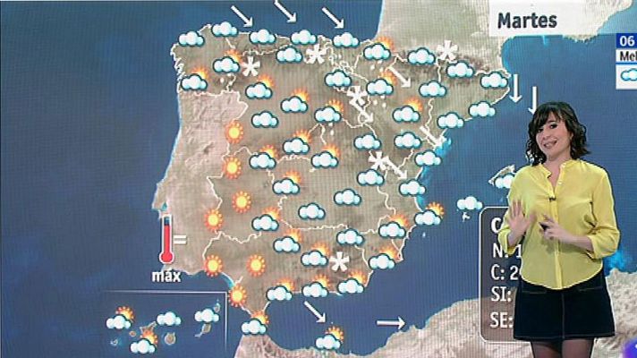 La nieve será protagonista este martes en amplias zonas del país y habrá un descenso acusado de las temperaturas mínimas