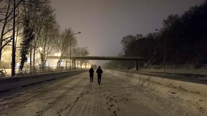 Nevadas en cotas muy bajas en el Cantábrico oriental y alto Ebro