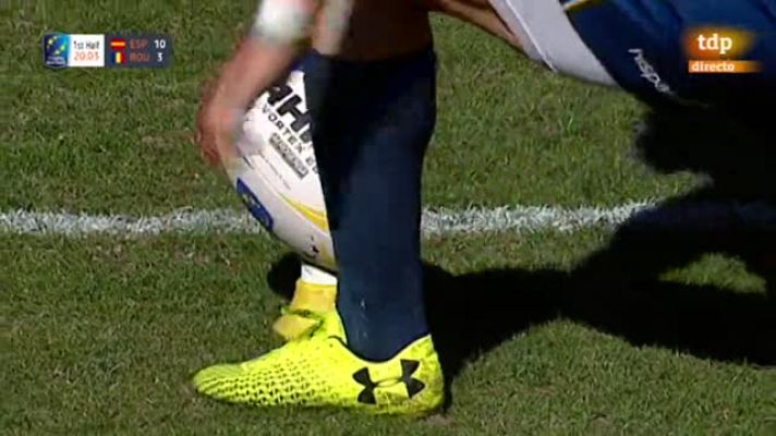 Rugby - Puntapié de castigo de Linklater, España 13-3 Rumanía