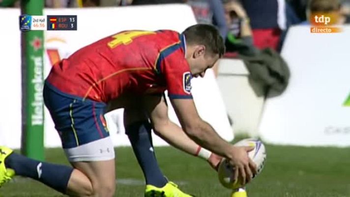 Rugby - Puntapié de castigo de Linklater, España 16-3 Rumanía