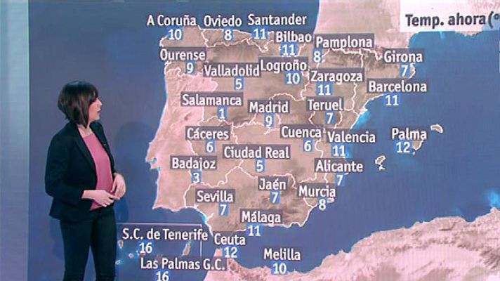 El tiempo - Precipitaciones localmente persistentes en el Cantábrico y en el resto, cielos pocos nubosos