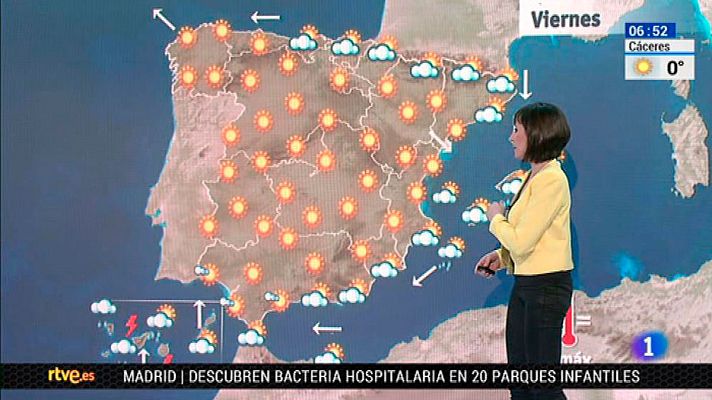 El tiempo - Temperaturas mínimas muy bajas en amplias zonas del interior peninsular