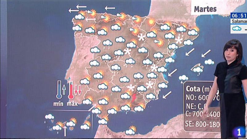 Este martes, lluvias intensas en el sur peninsular y nieve en cotas bajas del norte