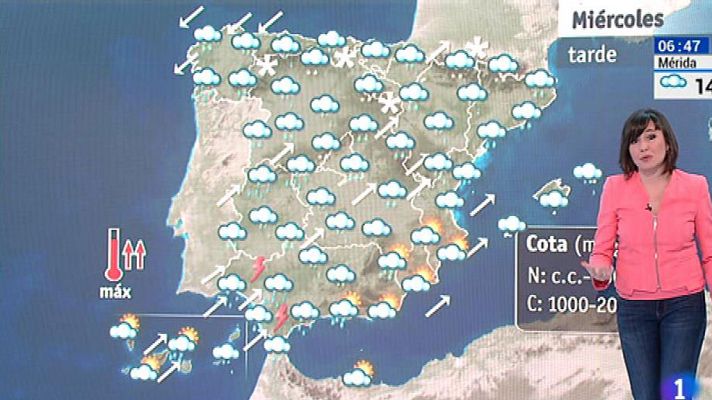 Este miércoles, habrá lluvias generalizadas y nevadas en el interior tercio norte y centro