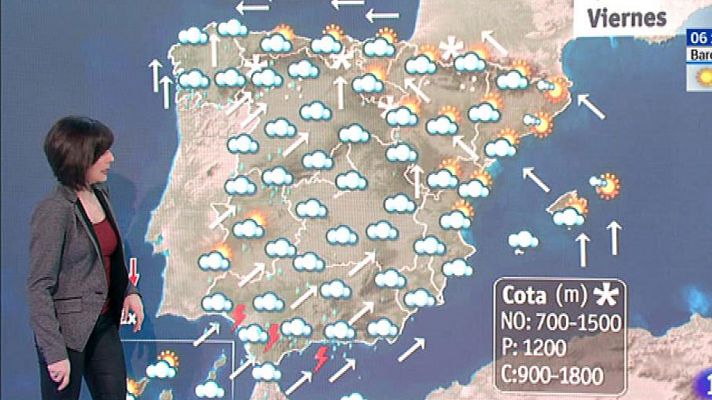 Este viernes, lluvias en el sur y oeste, y viento fuerte en la península y los archipiélagos