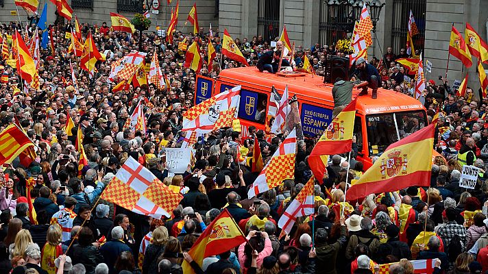 Telediario 1 - La Plataforma por Tabarnia celebra una multitudinaria marcha en Barcelona