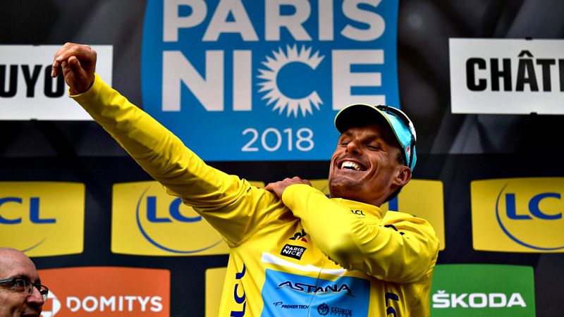 Tras la fatiga de la jornada finalizada en Châtel-Guyon, el murciano Luis León Sánchez ha podido mantener el liderato de la París-Niza en la contrarreloj de Saint Etienne. La victoria se la ha llevado el favorito, Wout Poels (Sky), con un tiempo de 2