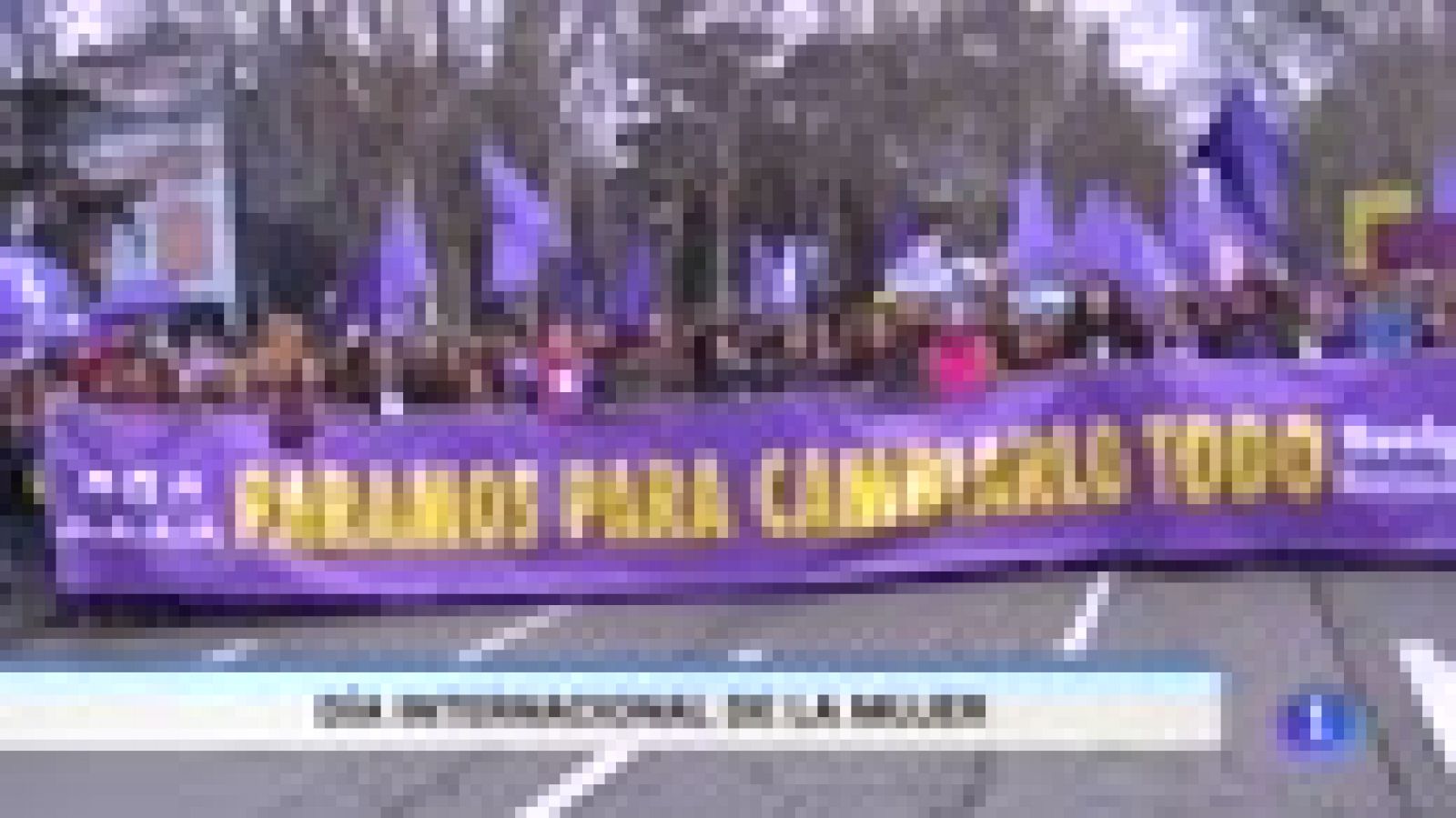 Telediario 1: Cientos de miles de mujeres españolas salen a la calle en una jornada histórica  | RTVE Play