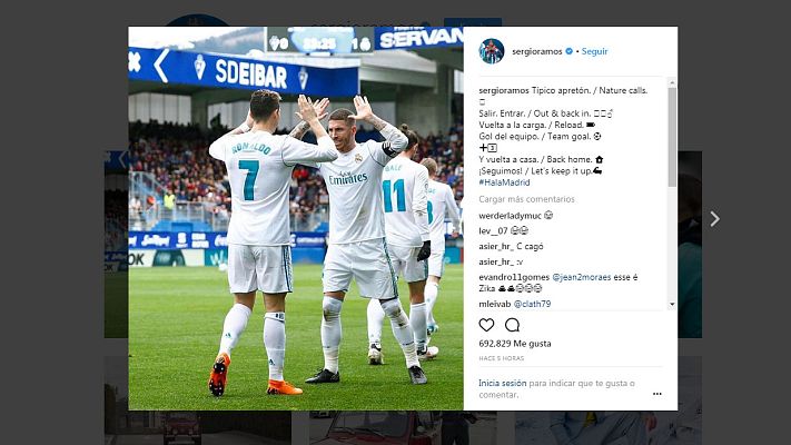 Telediario 1 - Ramos protagonizó la anécdota del Eibar - Madrid