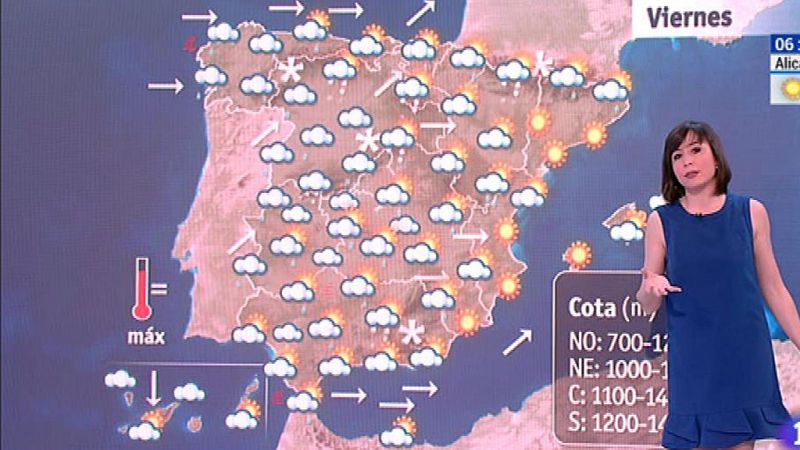 Este viernes habrá precipitaciones en la península y viento fuerte en litoral gallego y Alborán