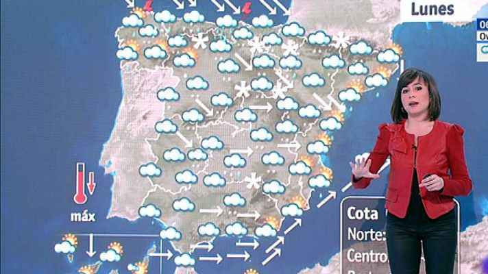 El tiempo - Este lunes habrá nevadas en cotas bajas con precipitaciones y viento en casi toda la Península