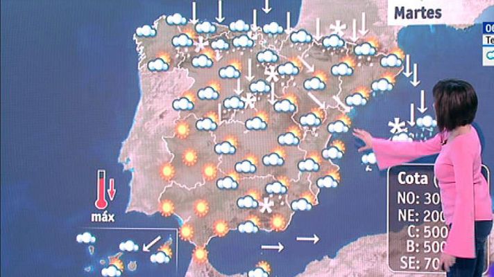 Este martes baja la cota de nieve y se desploman las temperaturas