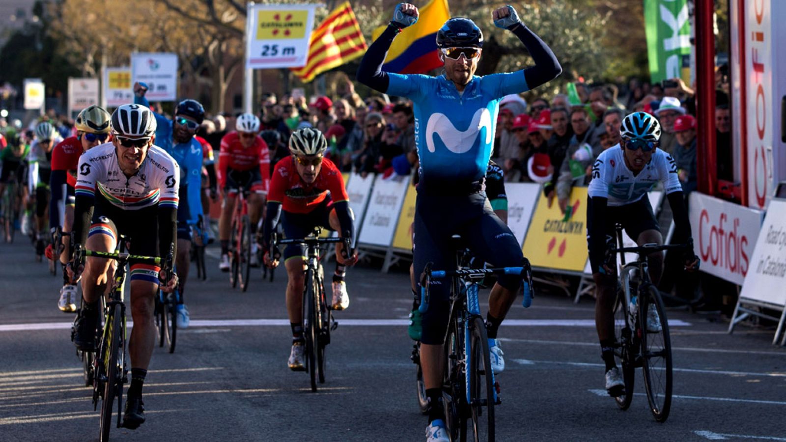 El español Alejandro Valverde (Movistar Team) se llevó al esprint la segunda etapa de la Volta Ciclista a Catalunya, de 175,6 kilómetros con inicio en Mataró (Barcelona) y final en Valls (Tarragona), y se convirtió en el nuevo líder de la carrera.