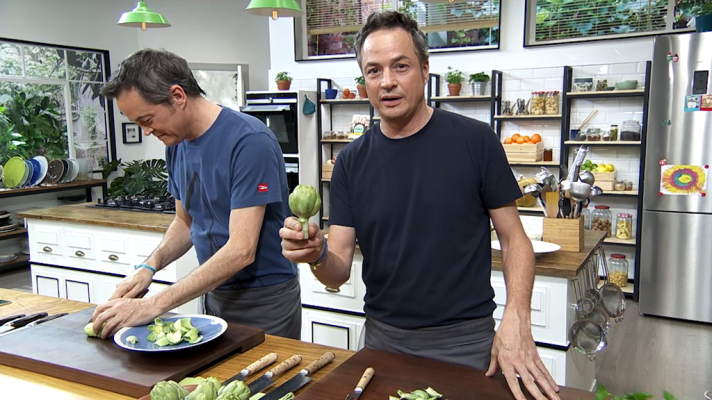 Torres en la cocina - Alcachofas con guisantes y pescado de coco