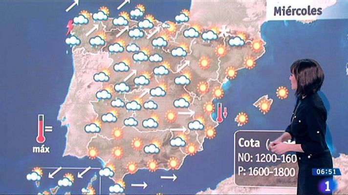 Este miércoles habrá nubosidad en todo el país y lluvia en el centro y noroeste peninsular