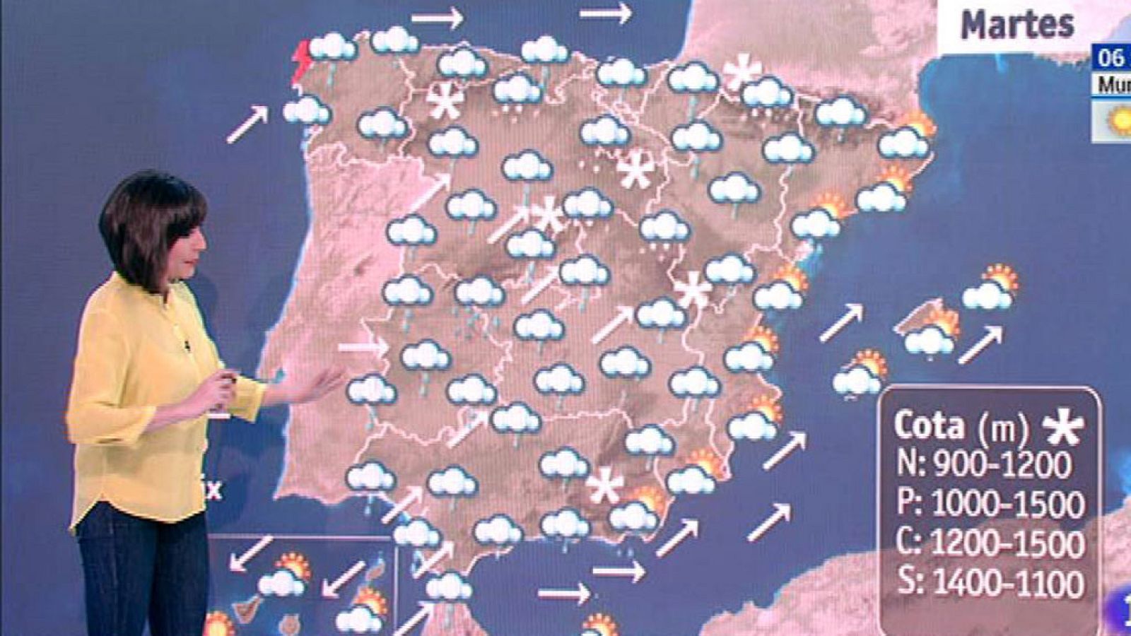 Este martes habrá nevadas en zonas altas y precipitaciones fuertes en área del Estrecho
