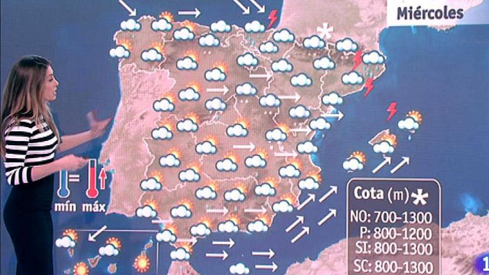 Este miércoles habrá nevadas en la mitad este peninsular y temperaturas en aumento en el centro