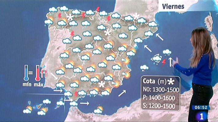 El tiempo - Este viernes persisten las lluvias en la Península y Baleares y suben las máximas