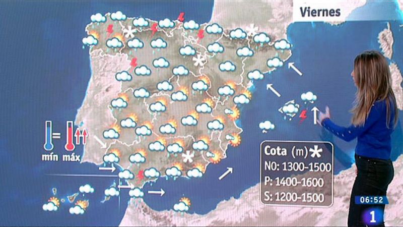 Este viernes persisten las lluvias en la Península y Baleares y suben las máximas