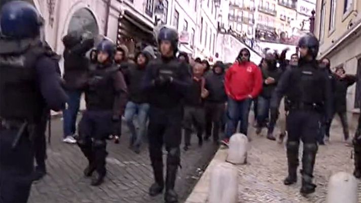 Enfrentamientos entre hinchas del Atlético y Sporting en Lisboa