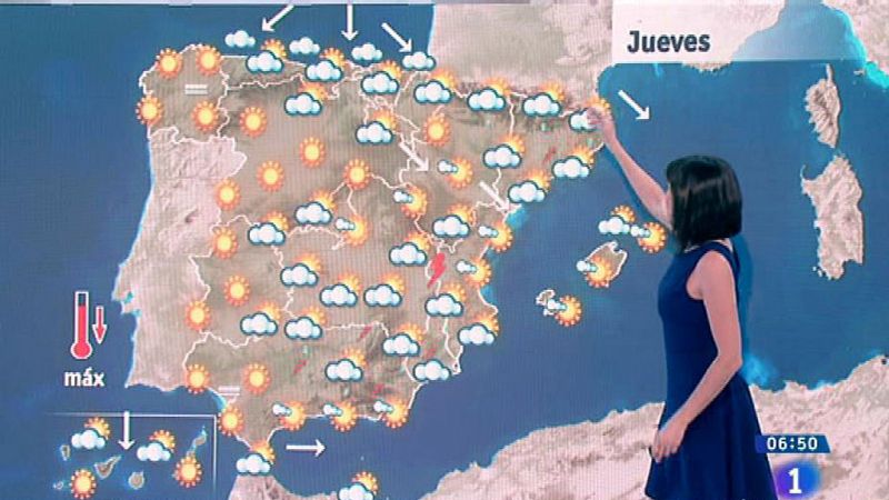 Este jueves habrá tormentas fuertes en Cataluña y en el interior del sur peninsular