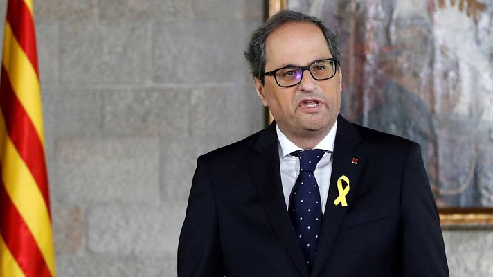 Telediario 1 - Torra promete el cargo de president de la Generalitat sin aludir a la Constitución ni al rey