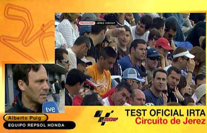 Alberto Puig, mánager de Dani Pedrosa, ha estado presente en las pruebas de Jerez. "Es complicado perderse la pretemporada", ha dicho Puig con respecto a la situación de Pedrosa.