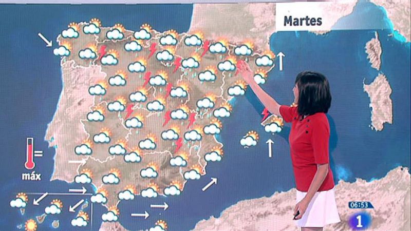 Este martes habrá tormentas localmente fuertes en el norte y Levante peninsular