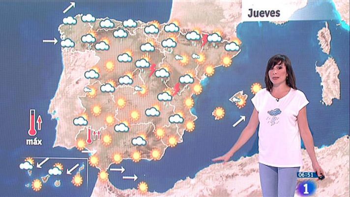 Este jueves habrá un aumento generalizado de las temperaturas, con posibles tormentas al norte