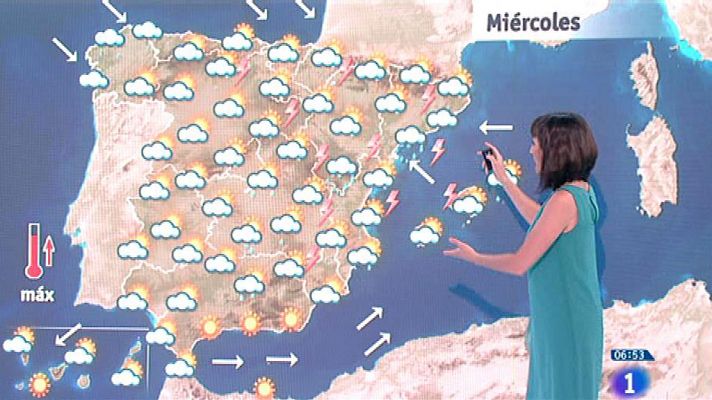 Este miércoles habrá chubascos y tormentas fuertes en gran parte de la Península