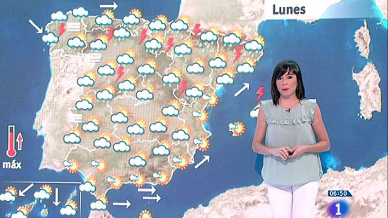 Este lunes habrá tormentas en el Cantábrico y el noreste con temperaturas en descenso