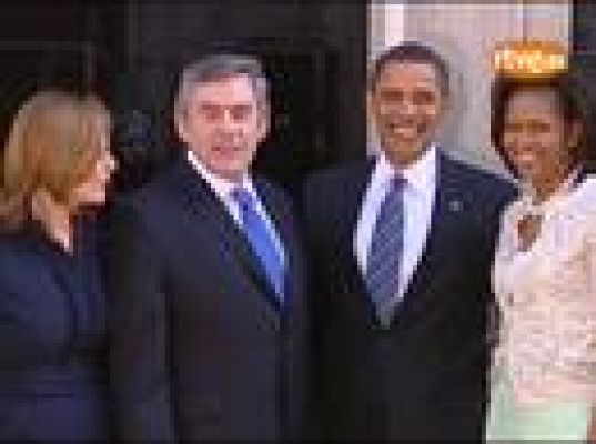 Brown recibe a los Obama en Londres