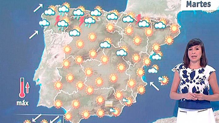Este martes suben las temperaturas y continúan las tormenta en Galicia, el Cantábrico y Navarra