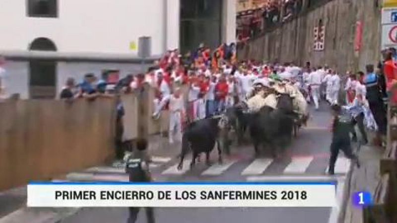 San fermín: rápido y multitudinario primer encierro de sanfermines 2018 | rtve play