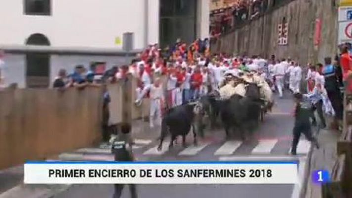 Rápido y multitudinario primer encierro de Sanfermines 2018