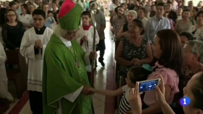 Telediario 1 - El arzobispo de Managua responde a Daniel  Ortega