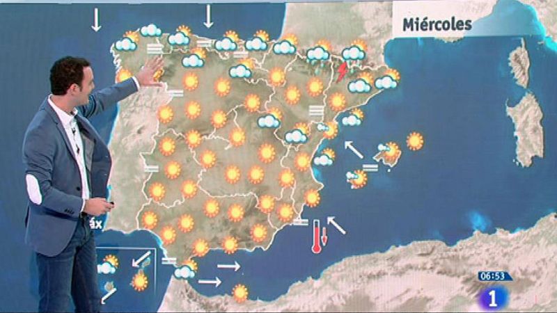 Este miércoles habrá tormentas fuertes en los Pirineos y temperaturas muy altas en el nordeste  